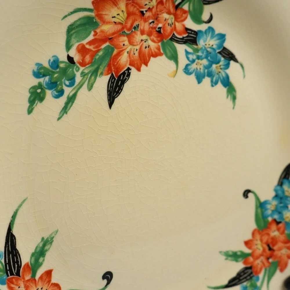 VTG Art Deco Hand Painted Floral Serving Platter Tray C.P. Co.
